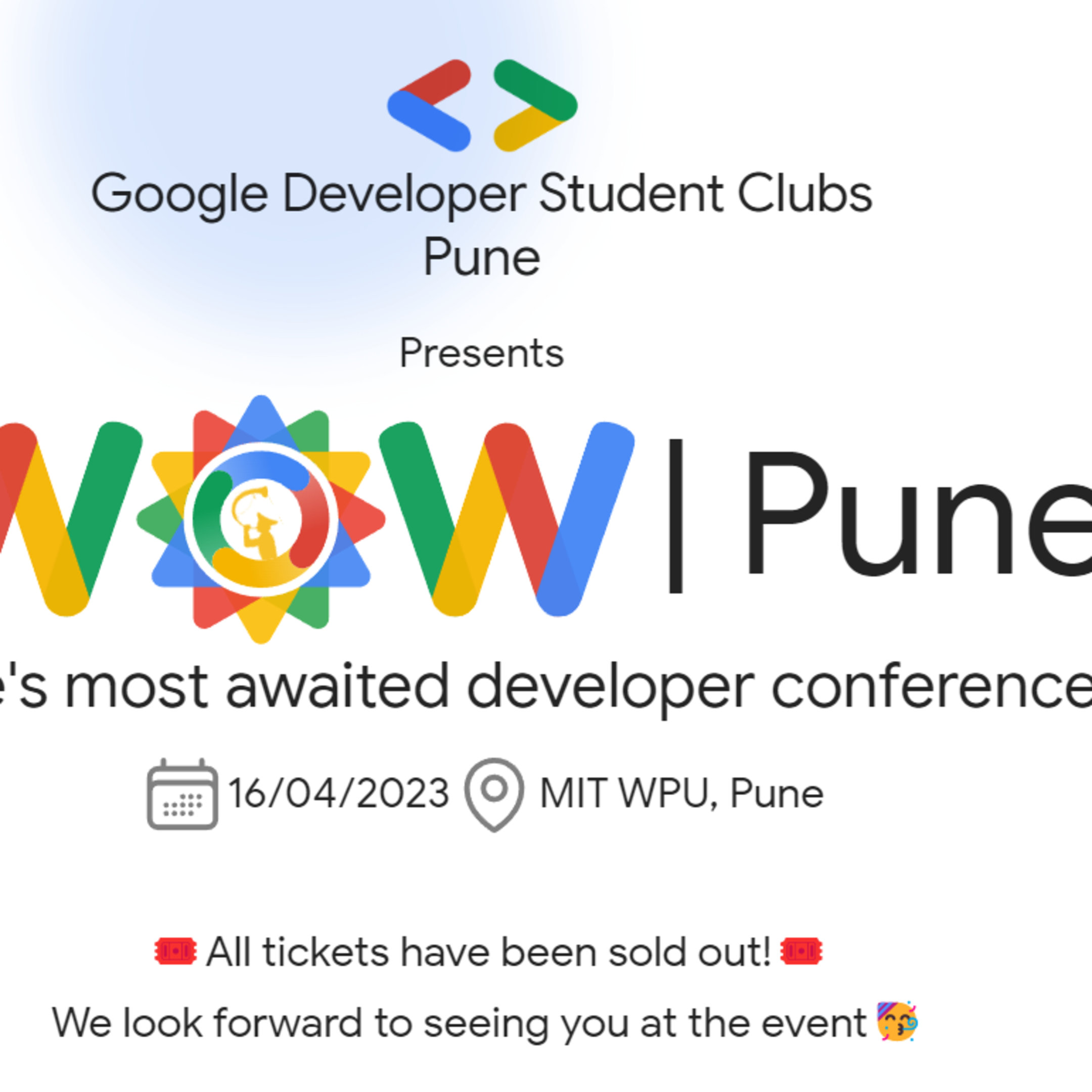 See GDSC WoW Pune at Google Developer Student Clubs D Y Patil College